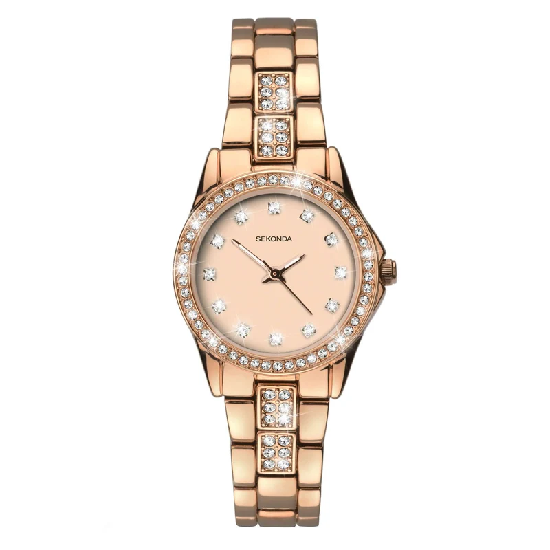 Sekonda Starfall Quartz Rose Gold Dial Rose Gold PVD Stainless Steel Bracelet Ladies Watch 2034