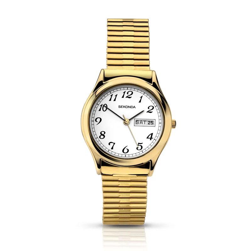 Sekonda Classic Quartz White Dial Gold PVD Expander Bracelet Men's Watch 3924