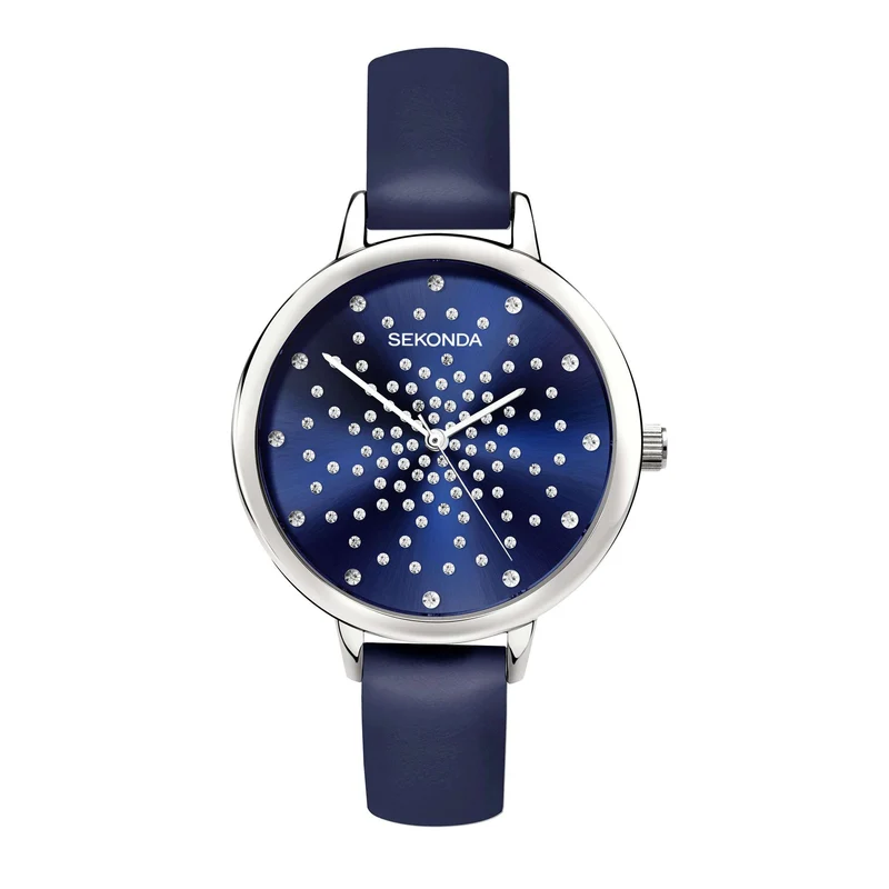 Sekonda Editions Quartz Blue Dial Blue Leather Strap Ladies Watch 2944