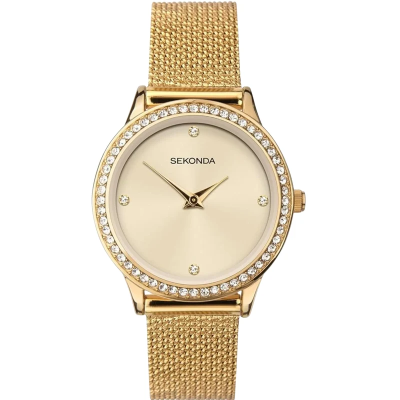 Sekonda Classic Quartz Gold Dial Gold PVD Stainless Steel Bracelet Ladies Watch 40083