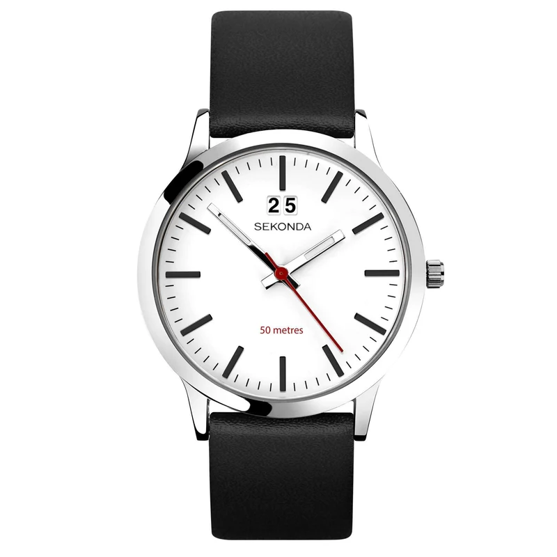 Sekonda Classic Quartz White Dial Black Strap Watch 1939