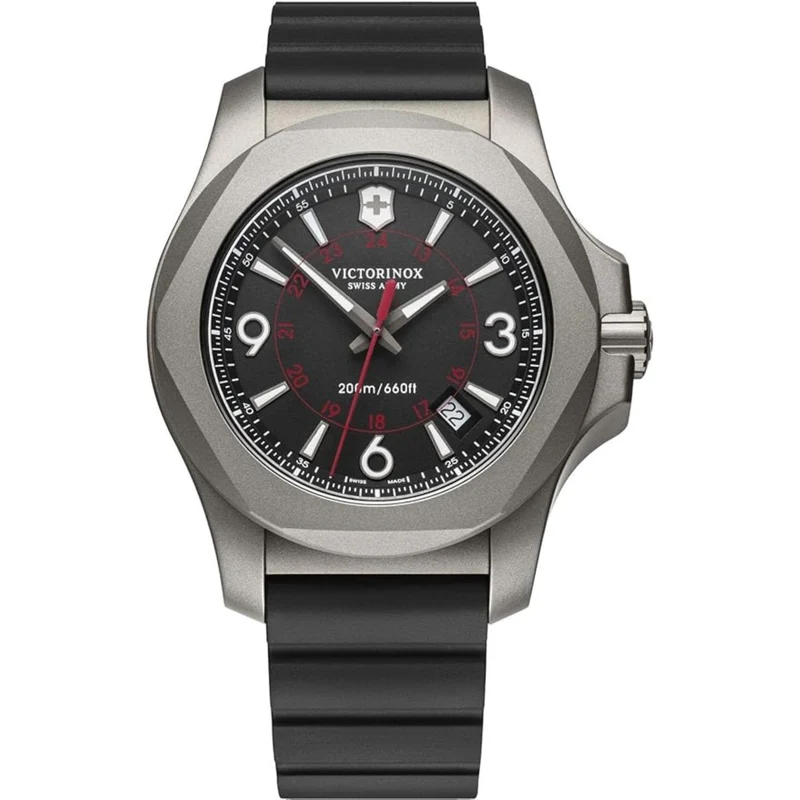 Victorinox I.N.O.X 42mm Black Dial Rubber Mens Quartz Watch 241883