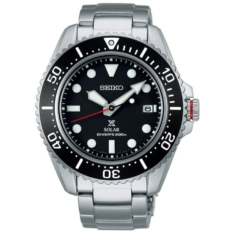 Seiko Prospex Solar Quartz Black Dial Stainless Steel Bracelet Men's Watch SNE589P1