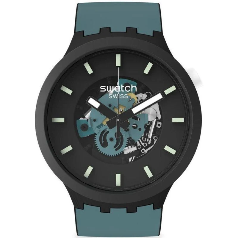 Swatch Big Bold Bioceramic Night Trip Quartz Black Dial Silicone Strap Watch SB03B107