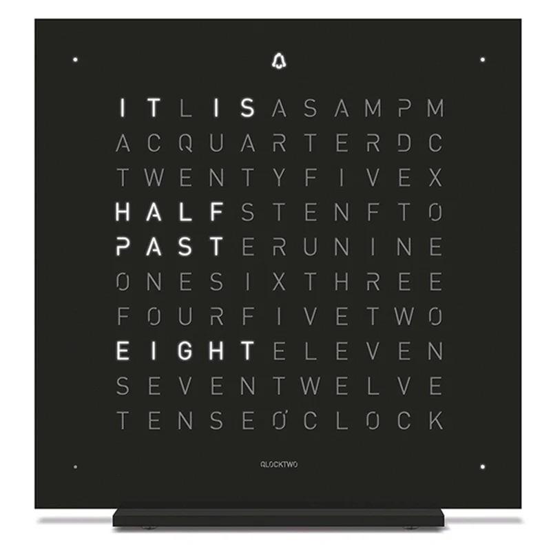 QLOCKTWO Touch Table Clock Deep Black Body T4BLENSSBL