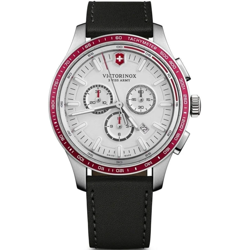 Victorinox Alliance 44mm Chronograph White Dial Leather Mens Quartz Watch 241819