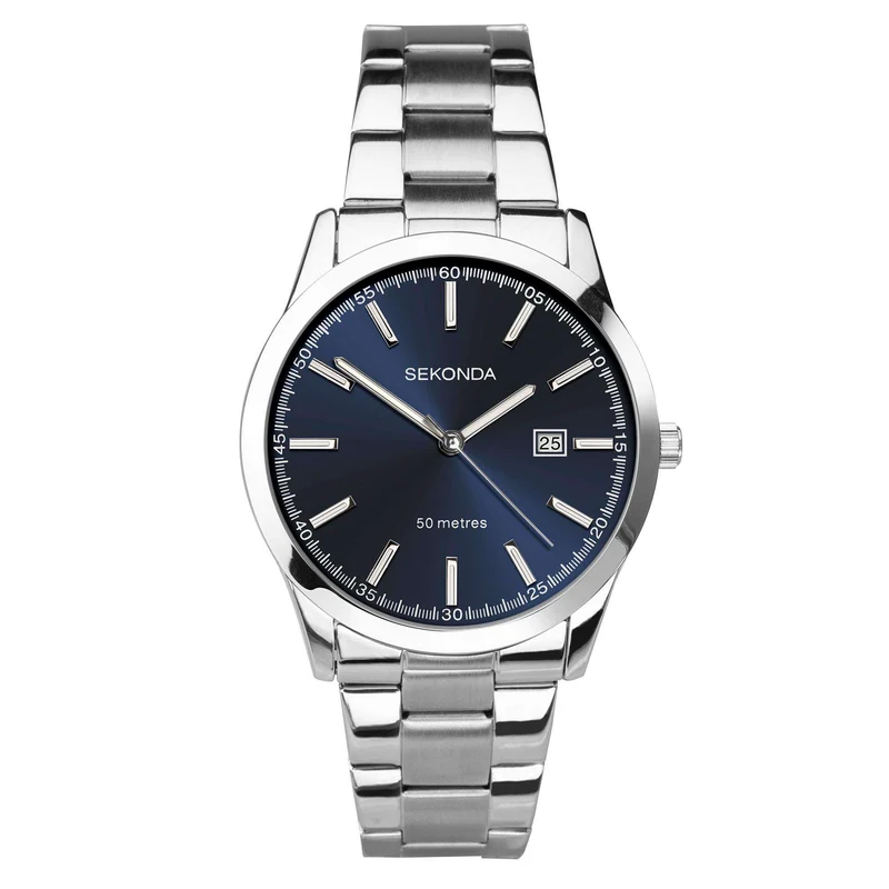 Sekonda Classic Quartz Blue Dial Stainless Steel Bracelet Men's Watch 1943