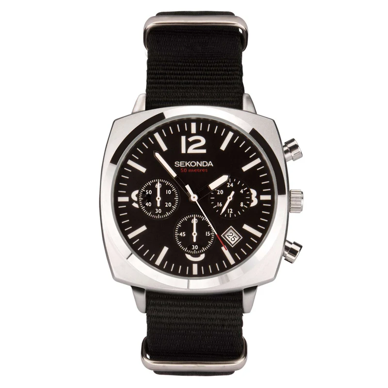 Sekonda Airborne Quartz Black Dial Black Strap Men's Watch 1989