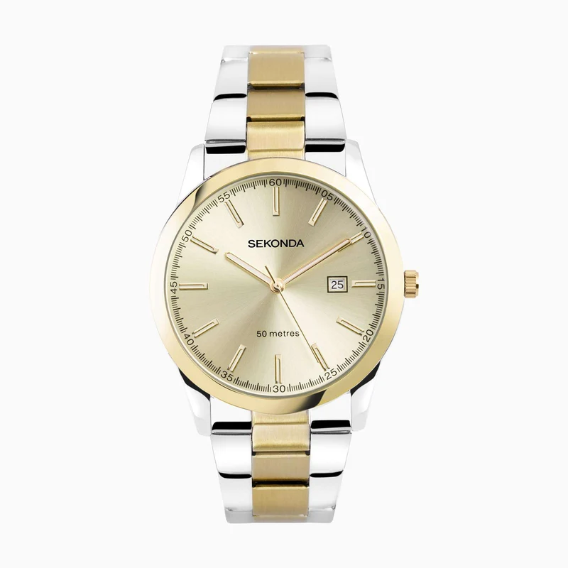 Sekonda Classic Quartz Champagne Dial Two Tone Stainless Steel Bracelet Men's Watch 1997