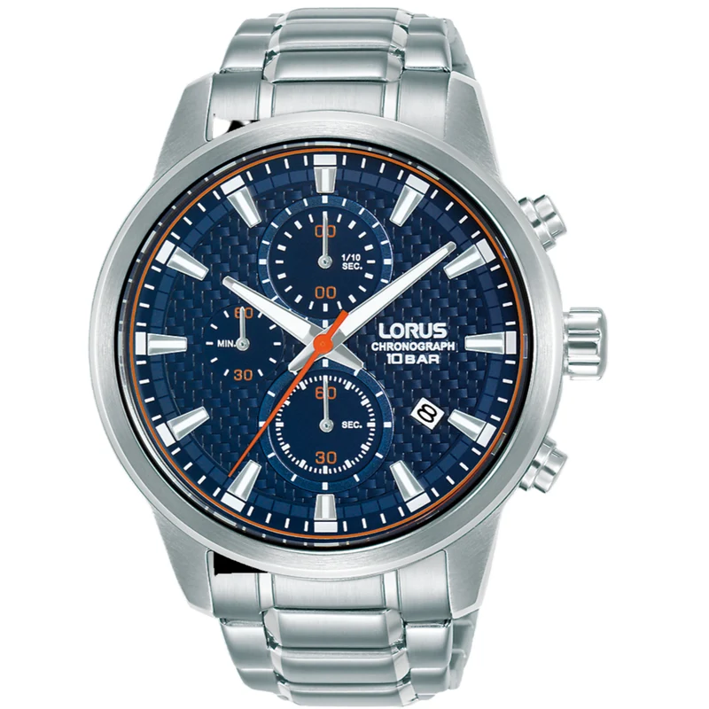 Lorus Sports Quartz Blue Dial Steel Strap Men's Watch RM329HX9