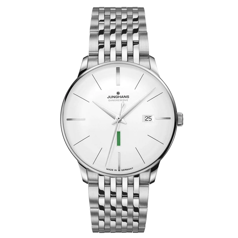 Junghans Meister Gangreserve Edition 160 Automatic White Dial Stainless Steel Bracelet Men's Watch 27/4112.46