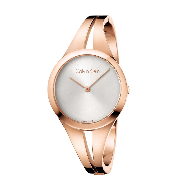 Calvin Klein Addict Quartz Silver Dial Rose Gold PVD Stainless Steel Bracelet Ladies Watch K7W2M616