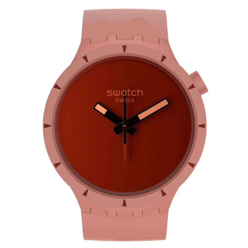 Swatch Big Bold Bioceramic Canyon Quartz Red Dial Silicone Strap Watch SB03R100