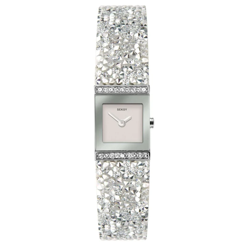 Seksy Rocks Quartz Silver Dial Silver Brass Bracelet Ladies Watch 40042