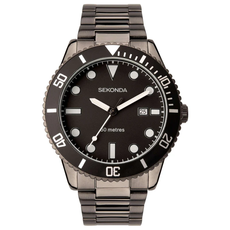 Sekonda Sports Quartz Grey Dial Grey Stainless Steel Bracelet Men's Watch 1984