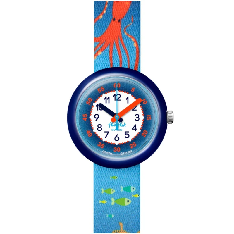 Flik Flak Sea La Vie Quartz Two Tone Dial Blue PET Recycled Strap Children’s Watch FPNP086