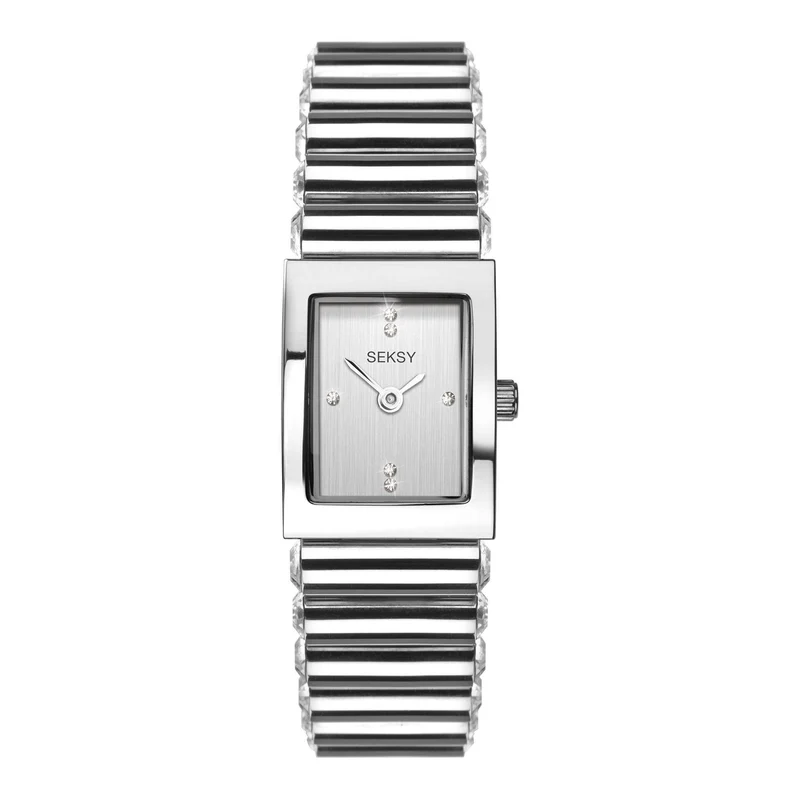 Seksy Edge Quartz Silver Dial Stainless Steel Bracelet Ladies Watch 2864