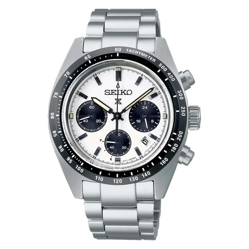 Seiko Prospex Speedtimer Solar Quartz White Dial Stainless Steel Bracelet Men’s Watch SSC813P1