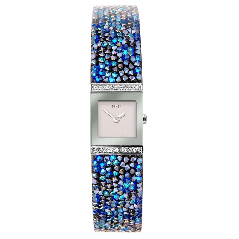 Seksy Rocks Quartz Silver Dial Silver Brass Bracelet Ladies Watch 40043