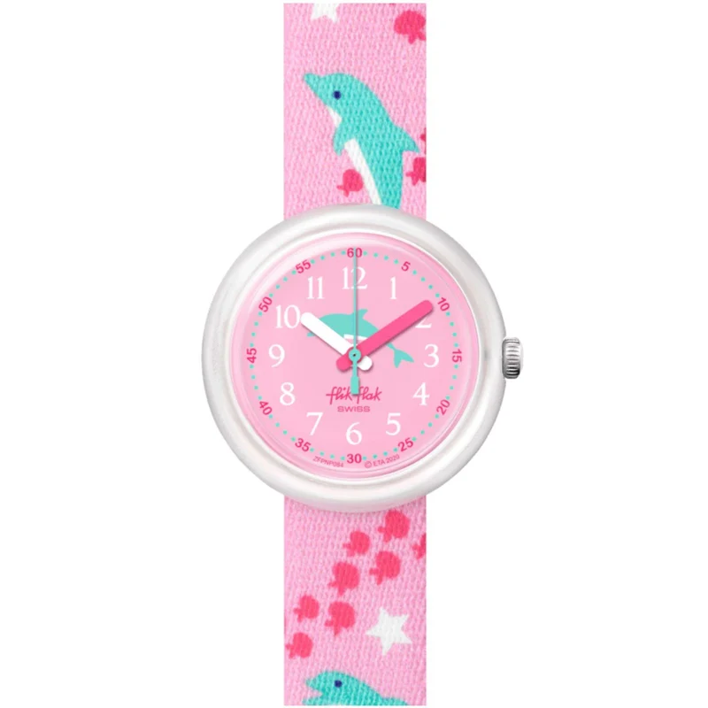 Flik Flak Fintasea Quartz Pink Dial Pink Textile Strap Children’s Watch FPNP084