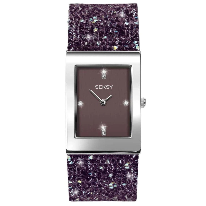 Seksy Dress Quartz Purple Dial Stainless Steel Bracelet Ladies Watch 2857