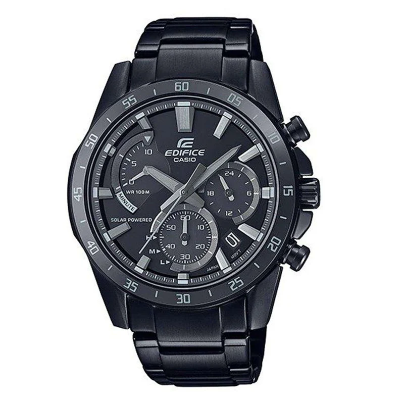 Casio Edifice Solar Quartz Black Dial Black Stainless Steel Bracelet Men’s Watch EQS-930MDC-1AVUEF
