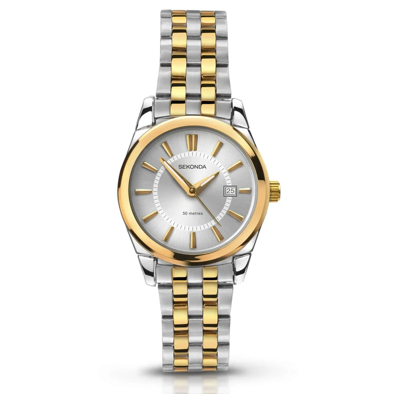 Sekonda Quartz Silver Dial Two Tone Stainless Steel Bracelet Ladies Watch 2462