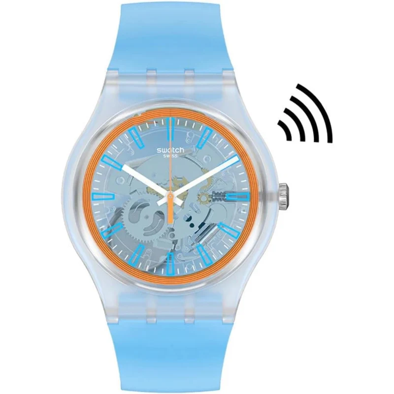 Swatch SwatchPAY! Sea Pay! Quartz Transparent Dial Silicone Strap Watch SVIK102-5300