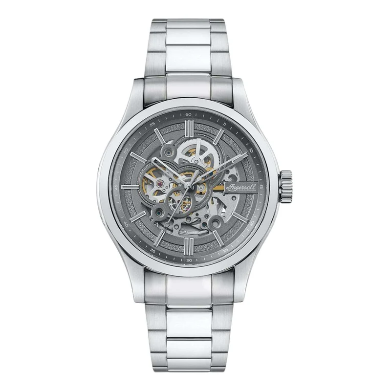 Ingersoll ‘The Armstrong’ Automatic Grey Dial Stainless Steel Bracelet Men’s Watch I06804B