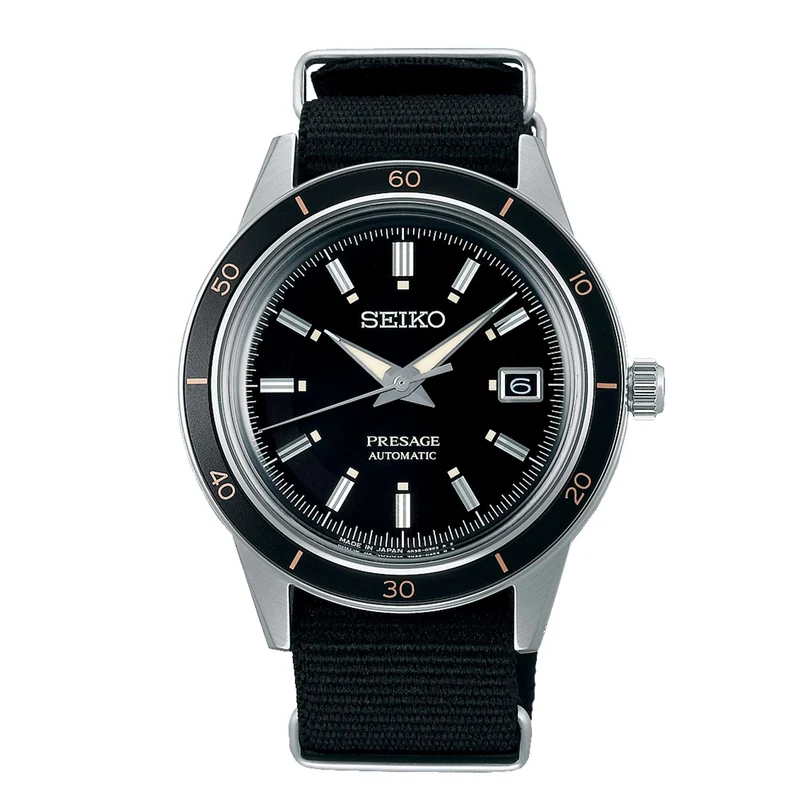 Seiko Presage Style 60's Automatic Black Dial Black Strap Men's Watch SRPG09J1