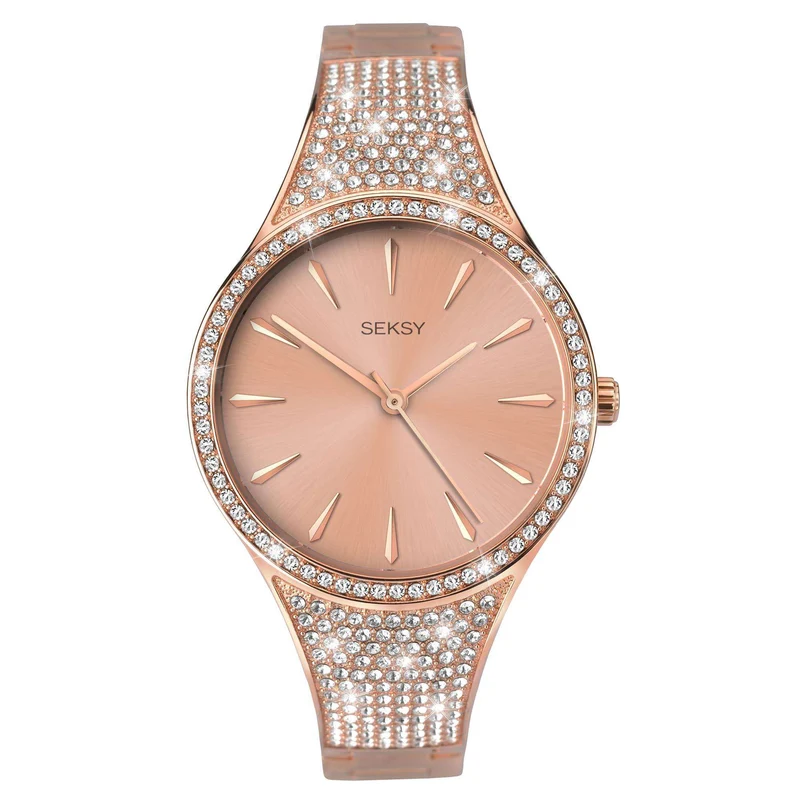 Seksy Quartz Rose Gold Dial Rose Gold PVD Stainless Steel Bracelet Ladies Watch 2669