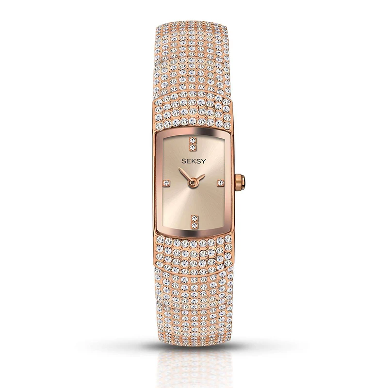 Seksy Dress Quartz Rose Gold Dial Rose Gold PVD Brass Bracelet Ladies Watch 2374
