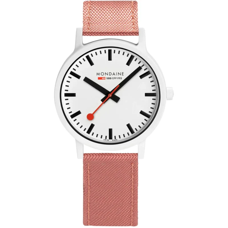 Mondaine Essence Sustainable Quartz White Dial Textile Watch MS1.41111.LP