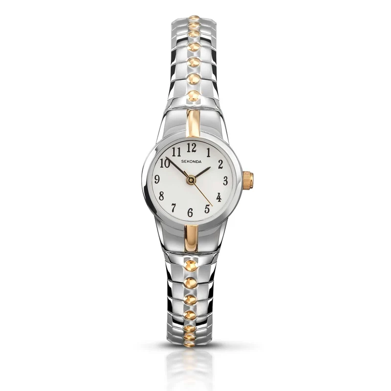 Sekonda Quartz White Dial Two Tone Stainless Steel Bracelet Ladies Watch 4091