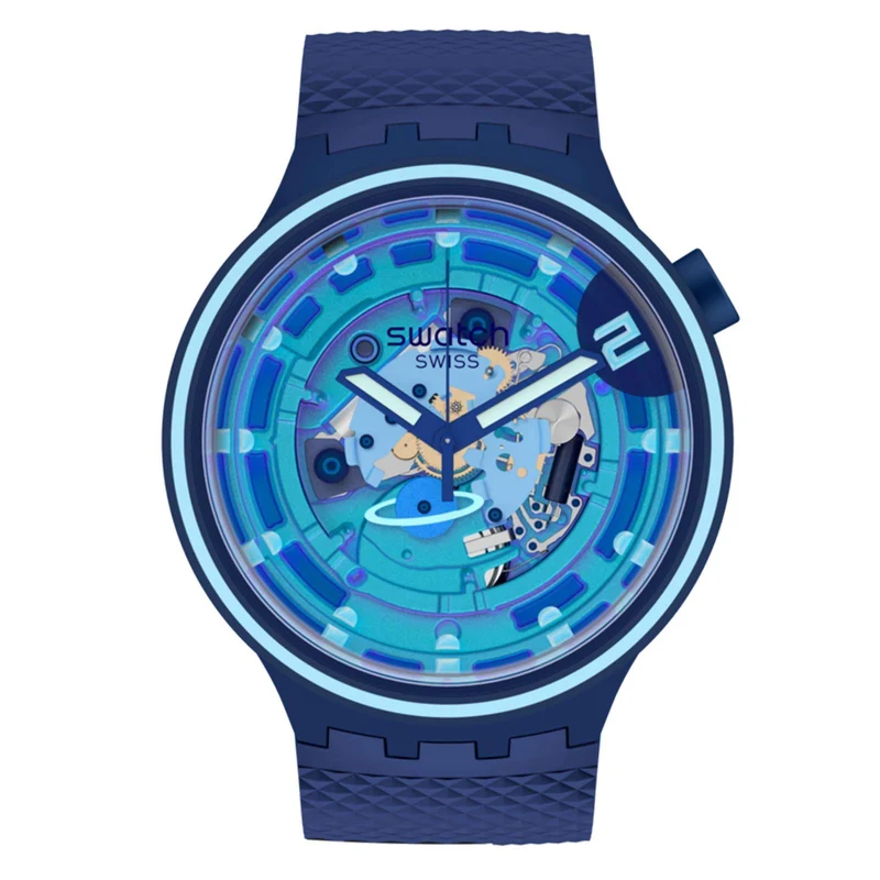Swatch Big Bold Second Home Transparent Dial Silicone Strap Watch SB01N101