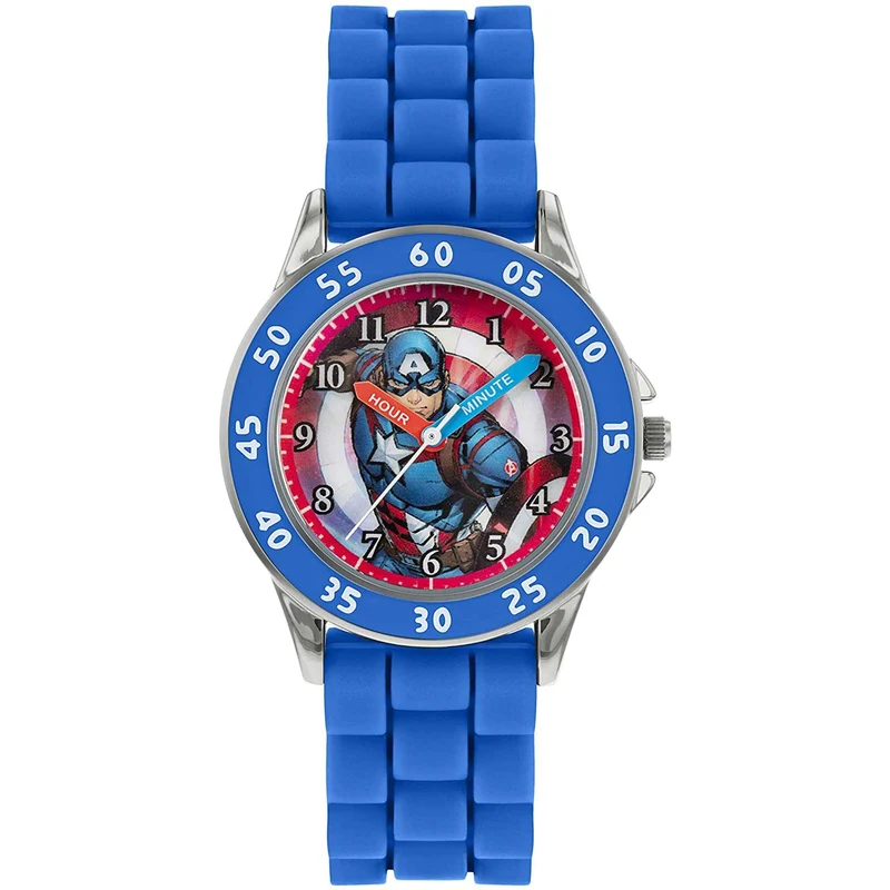 Disney Avengers Captain America Quartz Blue Silicone Strap Boys Watch AVG9033