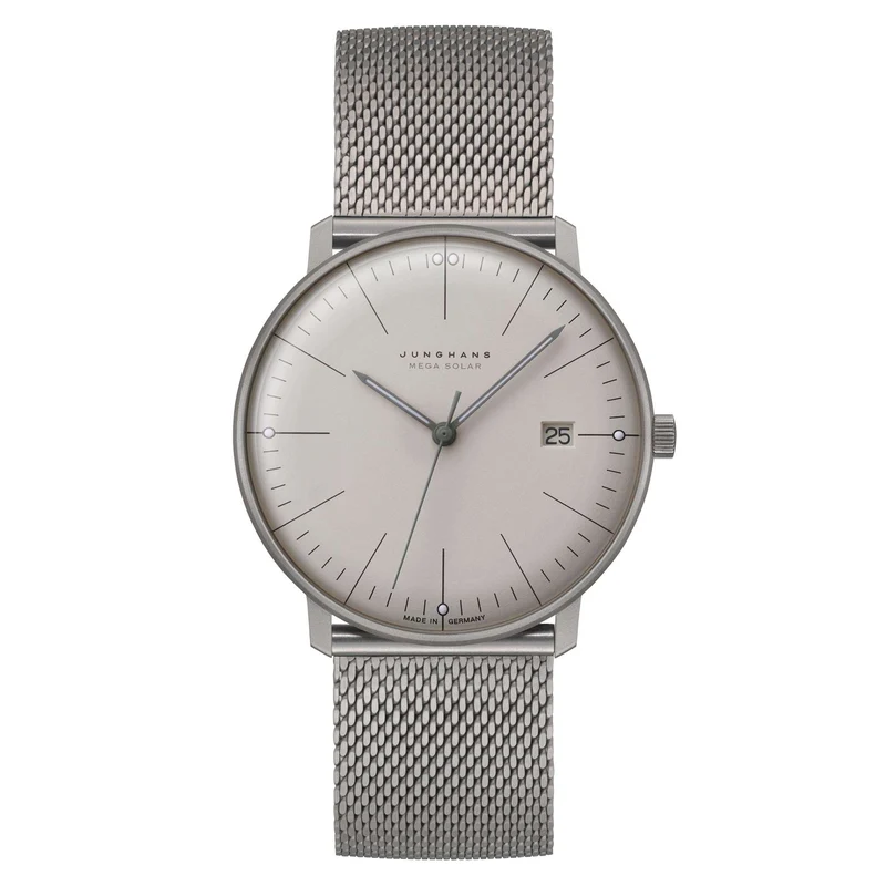 Junghans Max Bill Mega Solar Power 059/2022.48 Silver Dial Silver Milanese Strap Men's Watch
