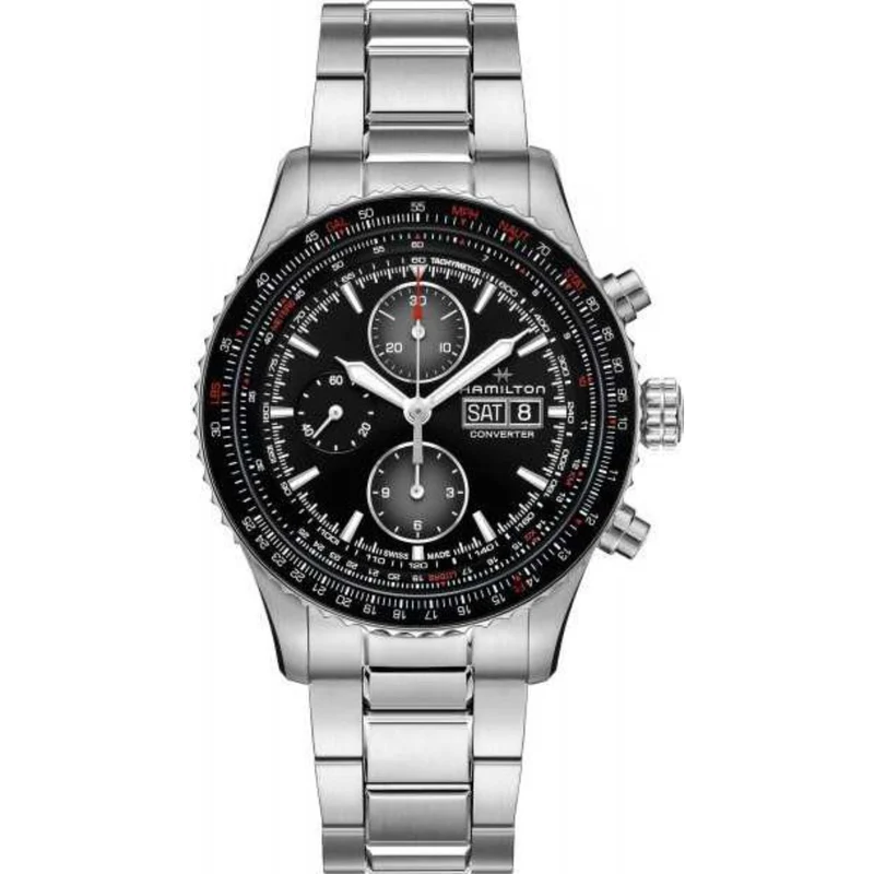 Hamilton Khaki Aviation 44mm Chronograph Black Dial Steel Mens Automatic Watch H76726130