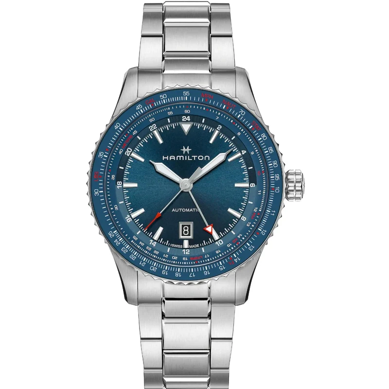 Hamilton Khaki Aviation 44mm Converter GMT Blue Dial Steel Mens Automatic Watch H76715140