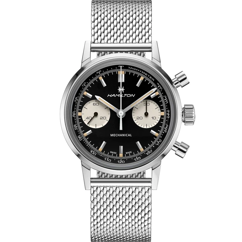 Hamilton American Classic 40mm Chronograph Black Dial Steel Mens Mechanical Watch H38429130
