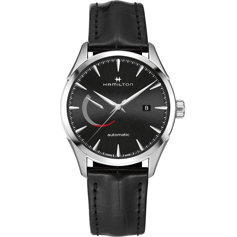Hamilton Jazzmaster 42mm Power Reserve Black Dial Leather Mens Automatic Watch H32635731