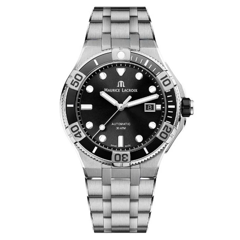 Maurice Lacroix Aikon Automatic Silver Stainless Steel Black Dial Men's Watch AI6058-SS002-330-1
