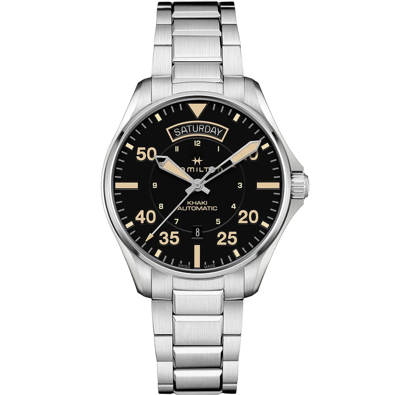 Hamilton Khaki Aviation 42mm Black Dial Steel Mens Automatic Watch H64645131