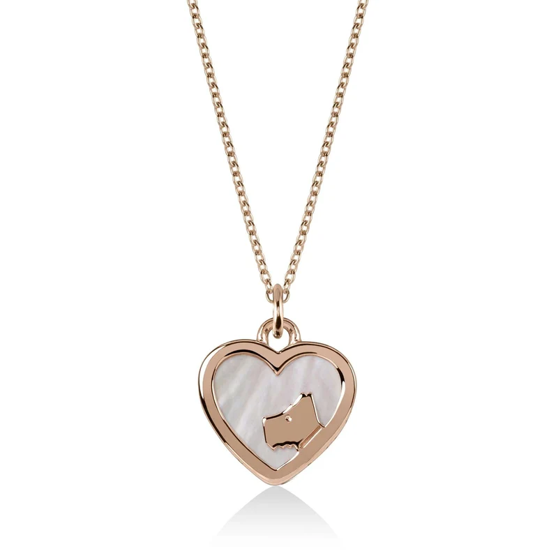 Radley Love Rose Gold PVD MOP Dog Pendant Necklace RYJ2060