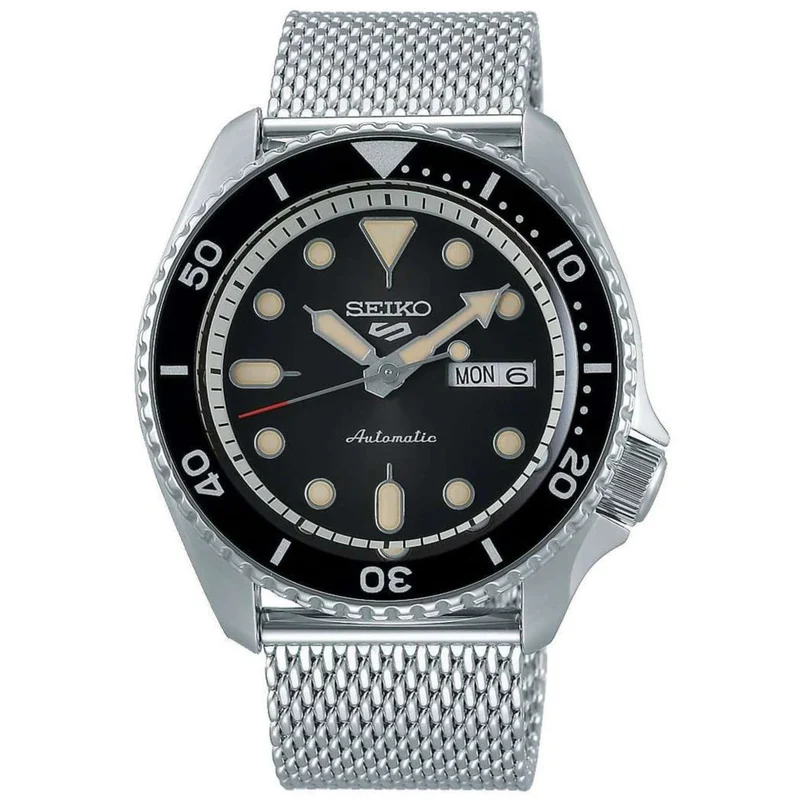 Seiko 5 Sports Automatic Black Dial Milanese Bracelet Men's Watch SRPD73K1