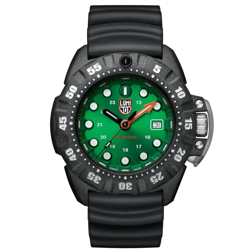Luminox Scott Cassell 45mm Green Dial Rubber Mens Quartz Watch XS.1567