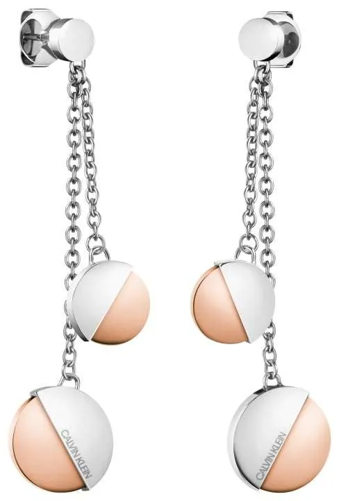 Calvin Klein Rose Gold Silver Stainless Steel Drop Earrings KJ8RPE200200