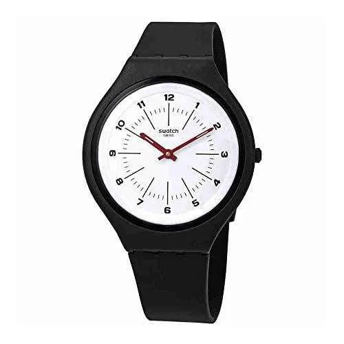 Swatch Skinwheel Plastic Case Grey Silicone Strap White Dial Watch SVUM104