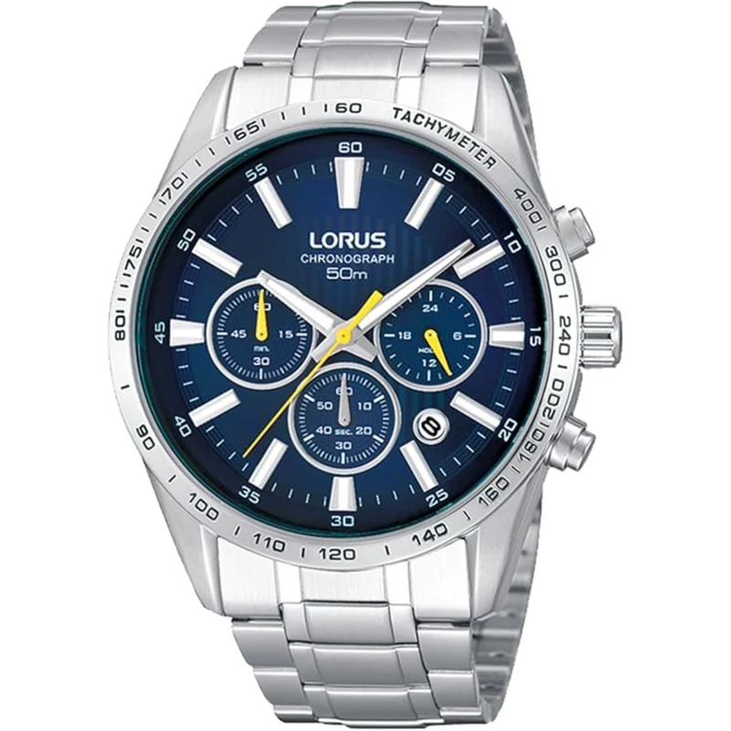Lorus Sports Black Dial Stainless Steel Blue Dial Men's Watch Chronograph RT321CX9