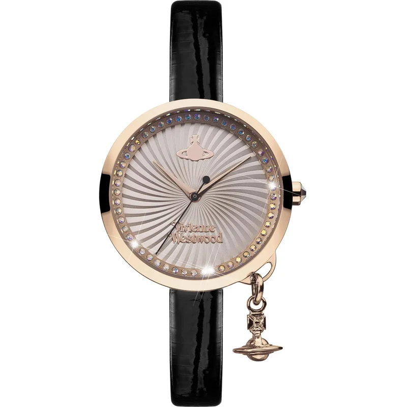 Vivienne Westwood Bow Orb Charm Rose Gold Swirl Dial Ladies’ Watch